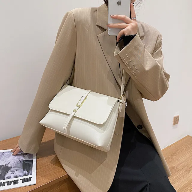 Retro Solid Color One shoulder Western Style Messenger Bag White - Shop at LoveMi