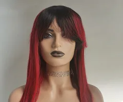 Wig Factory Real Human Hair Wig Mechanism Headgear Hair Wig - Red - View 1