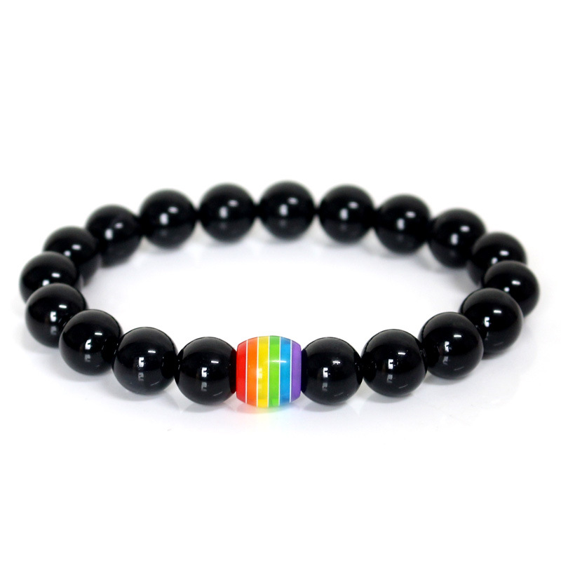 Regenbogen Perlen Armband Stolz Naturstein Strang Paar Armbänder - Bild 13 von 13