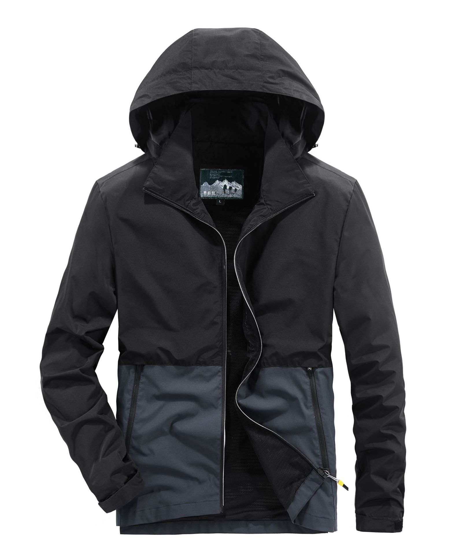 Men's Coat Loose Large Size Black Casual Hood Off