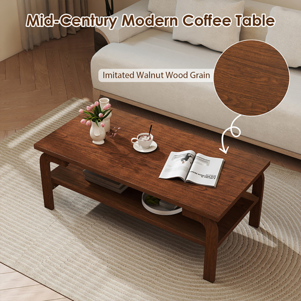 Rectangular Coffee Table with Shelves, picture 4 of 4