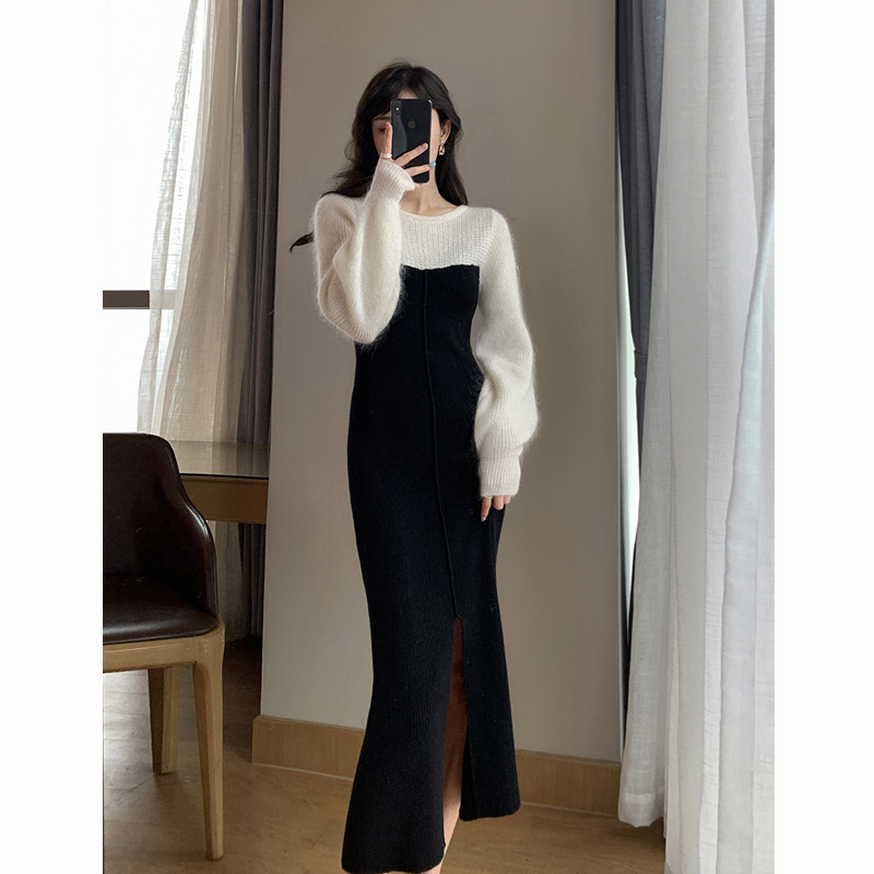 Fashionable Temperament Black Knitted Dress For Women Black - Shop at LoveMi