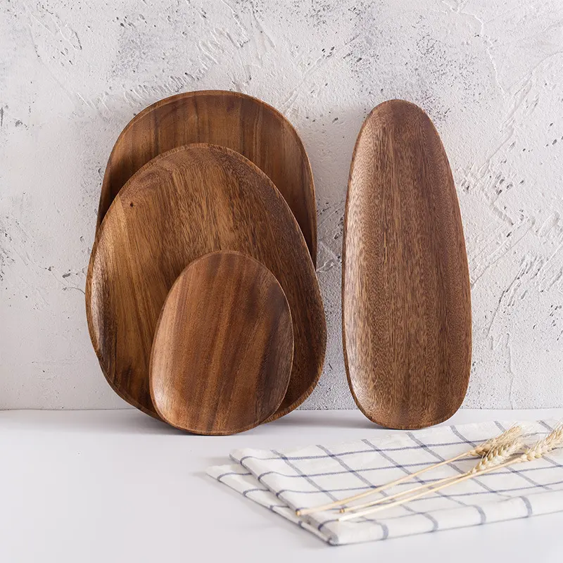 Acacia Wooden Tray Cake Irregular Dinner Plate Homestay Hotel