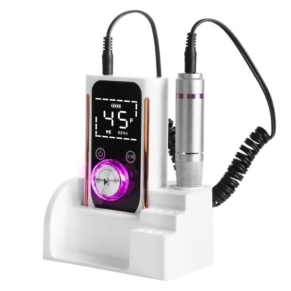 Portable Electric Nail Drill Bit 45000 RPM With 11 Bits Base Waist Clip Cordless Rechargeable Nail File Machine For Professional Salon Home Acrylic Nails Remove Nail Gel Polish Manicure 9