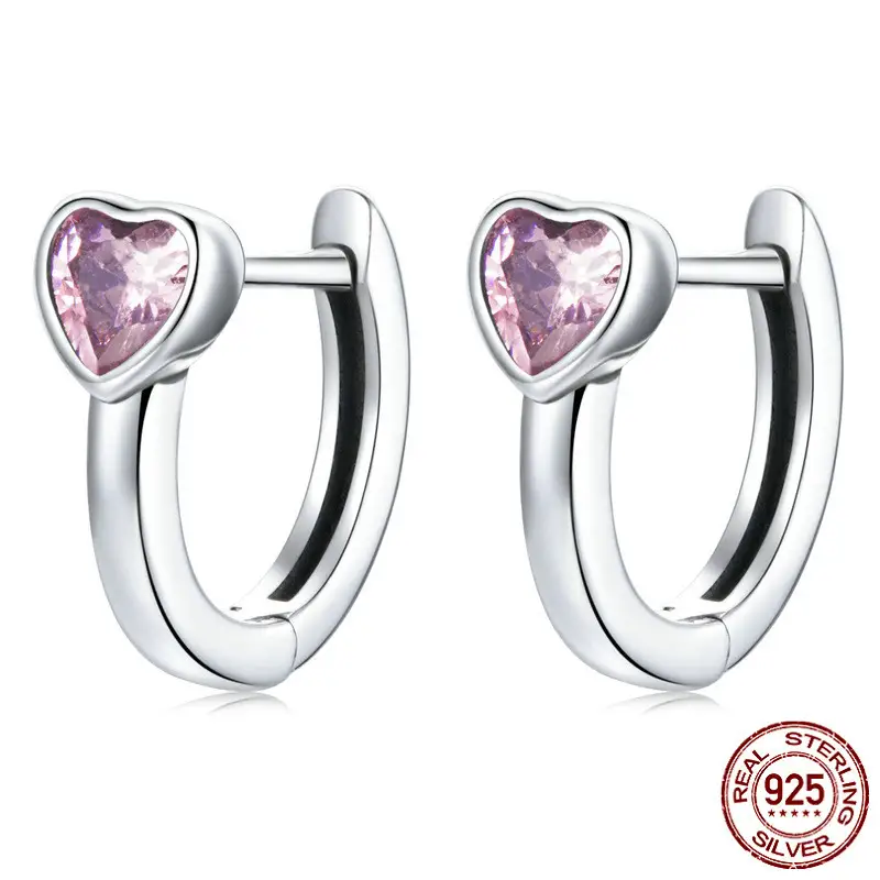 Heart Earrings Heart Zircon Sterling Silver