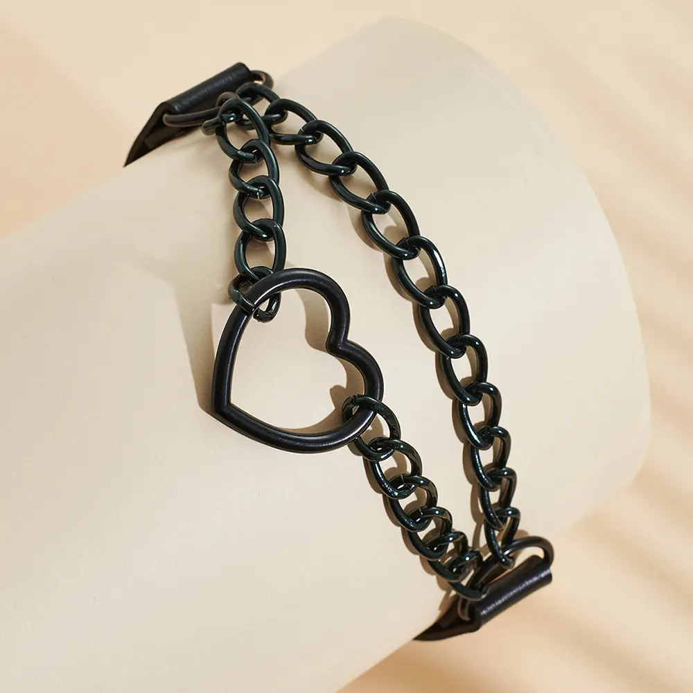 Gothic Heart PU Leather Chocker Pendant Necklace Buckle Jewelry