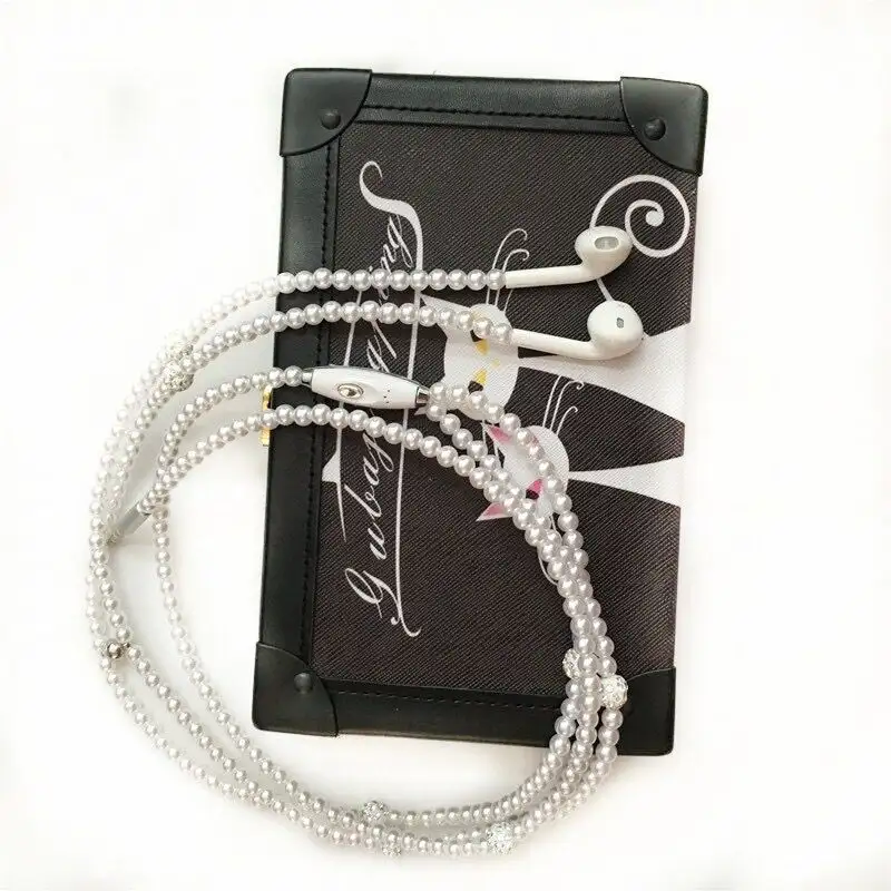 Earplugs Pearl Necklace Fashion Subwoofer Wire Control With Wheat Earphone Cable Female