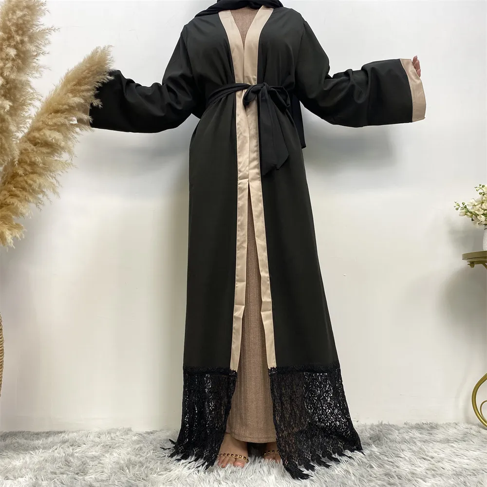 Women's Clothing Cardigan Robe Lace - Black