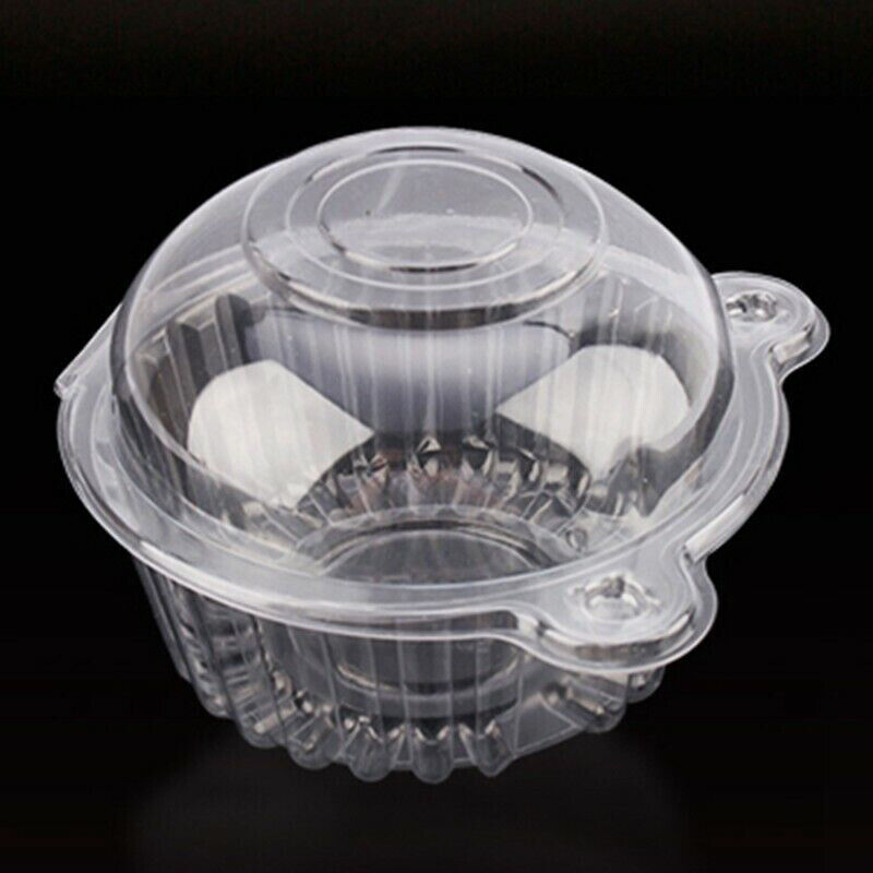 50Pc Plastic Cupcake Muffin Single Cup Cake Holders Boxes Pods Domes Cases — image 11