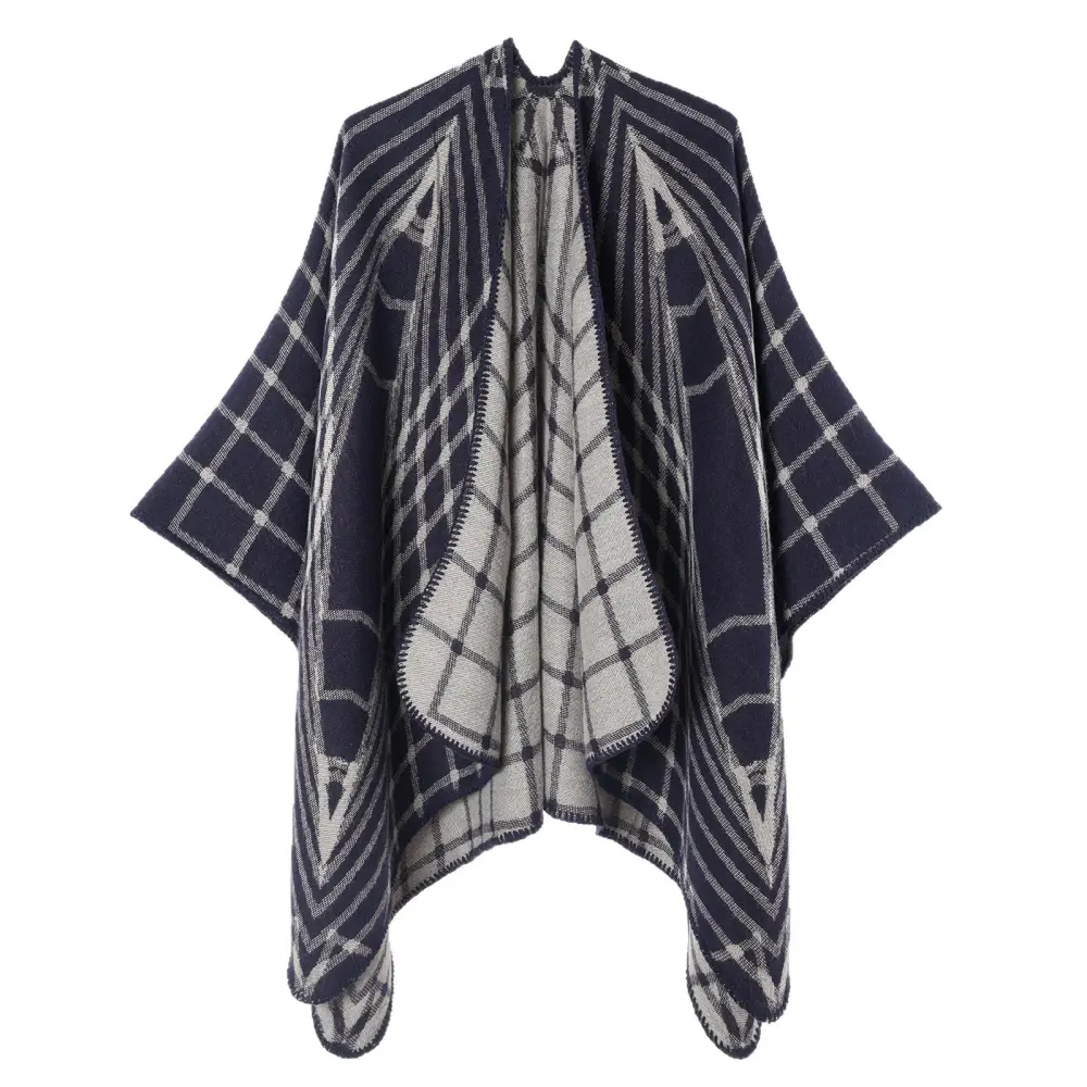 Women's Autumn Winter Light Luxury Irregular Geometric Jacquard Poncho