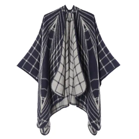 Women's Autumn Winter Light Luxury Irregular Geometric Jacquard Poncho