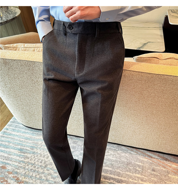 Men's Invisible Elastic Waist Thickened Warm Wool Trousers