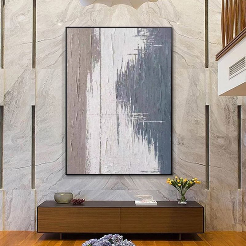 Handmade Oil Painting Canvas Wall Art Decoration Modern Grey Texture Abstract For Home Living Room Decor Rolled Frameless Unstretched Painting