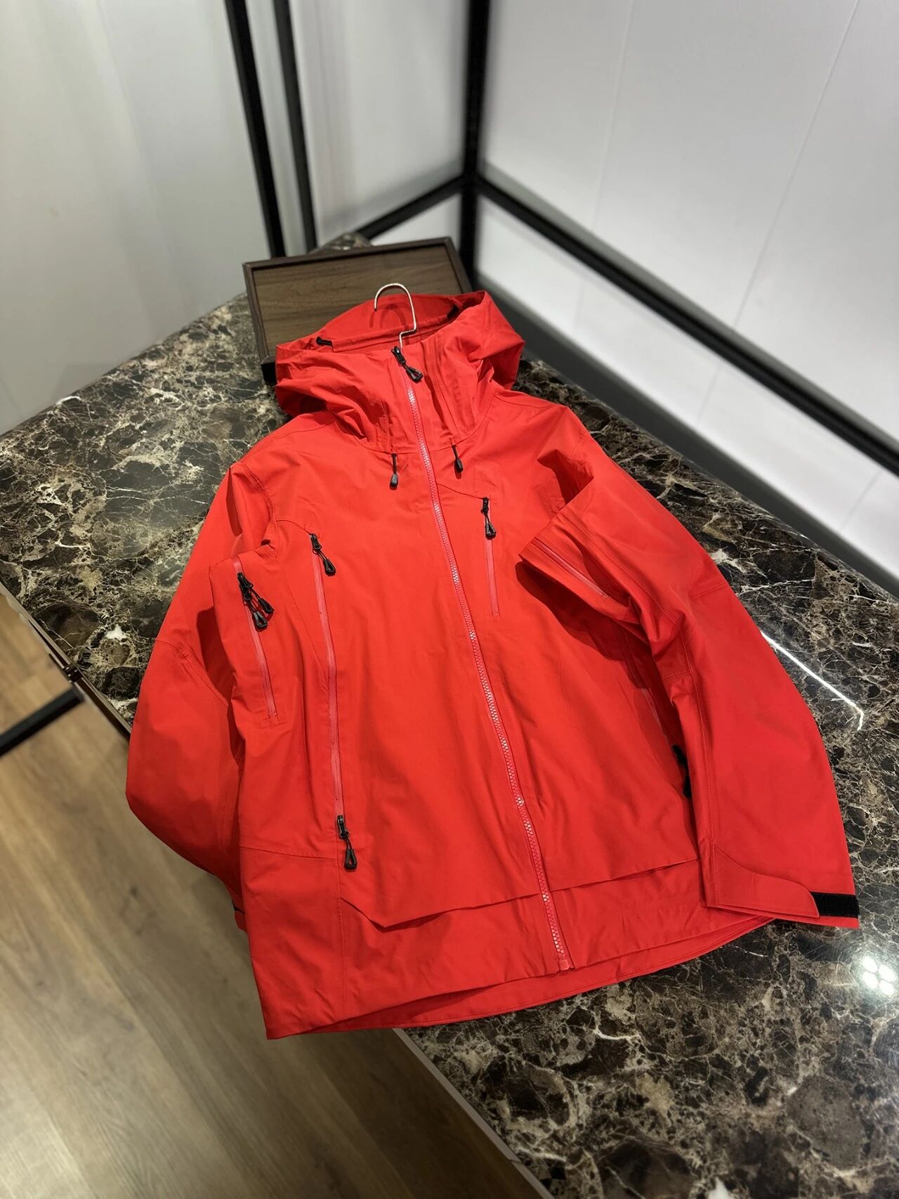 Men Hooded Rain Jacket Fully Seam Sealed Windbreaker Waterproof Breathable Outdoor Shell Jacket For Cycling Camping Trekking Travel Windproof Raincoat product image