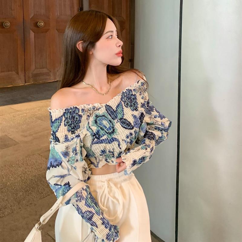 Women's Summer French Short Long Sleeve Chiffon Top