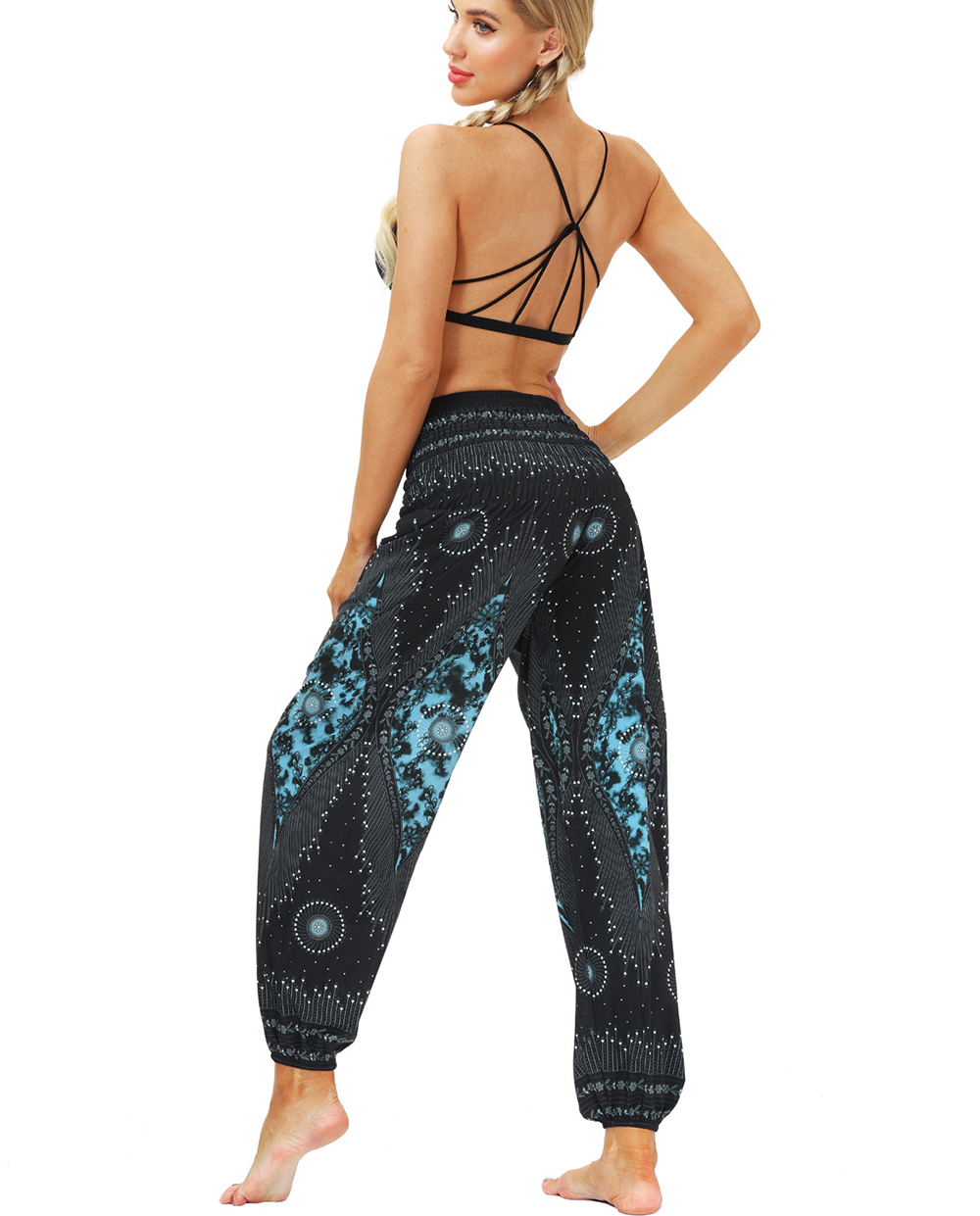 Women's Digital Print Casual Lantern Wide Leg Pants