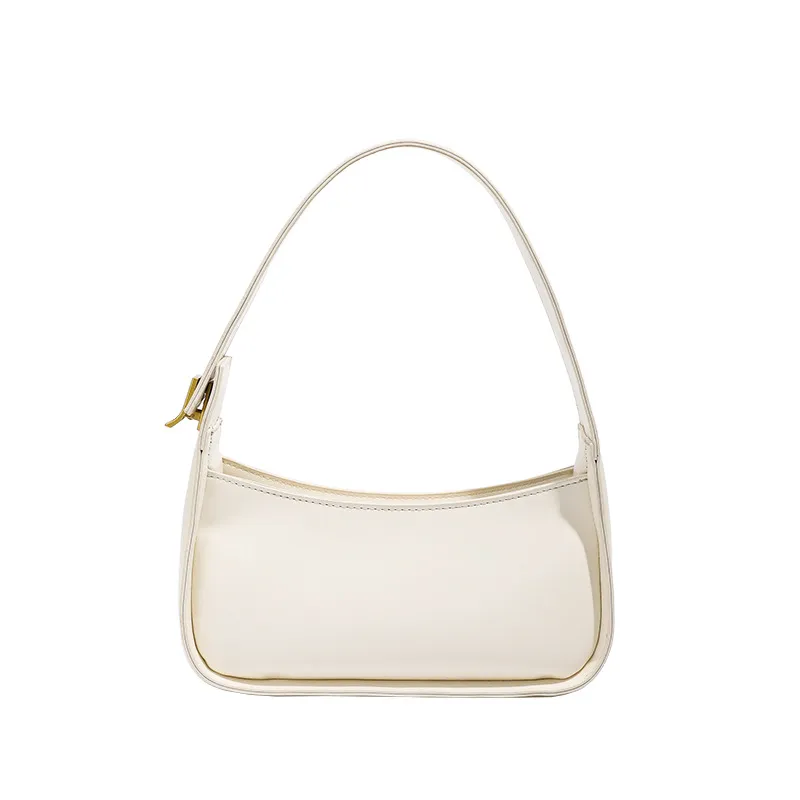 All-match Macaron Soft Leather Lightweight One-shoulder Armpit Bag - White