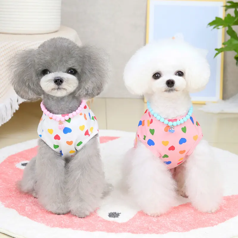 Pet Clothing Dog Spring and Summer Colorful Peach Vest