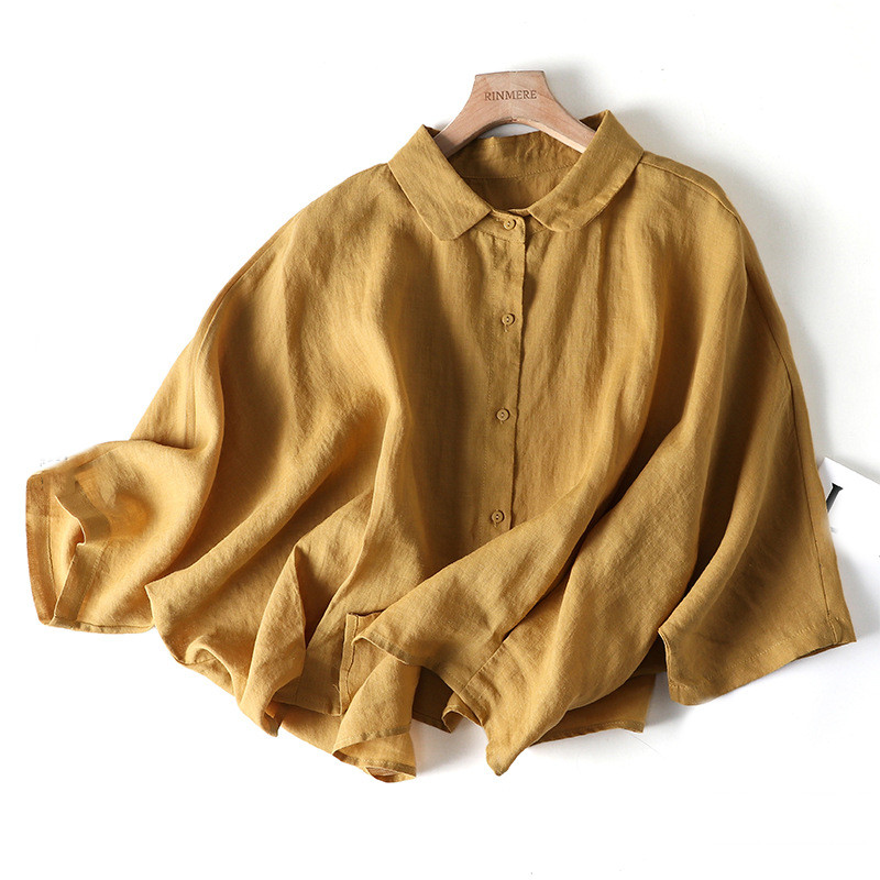 Off Shoulder Short Sleeve Shirt Lapel Casual Literature