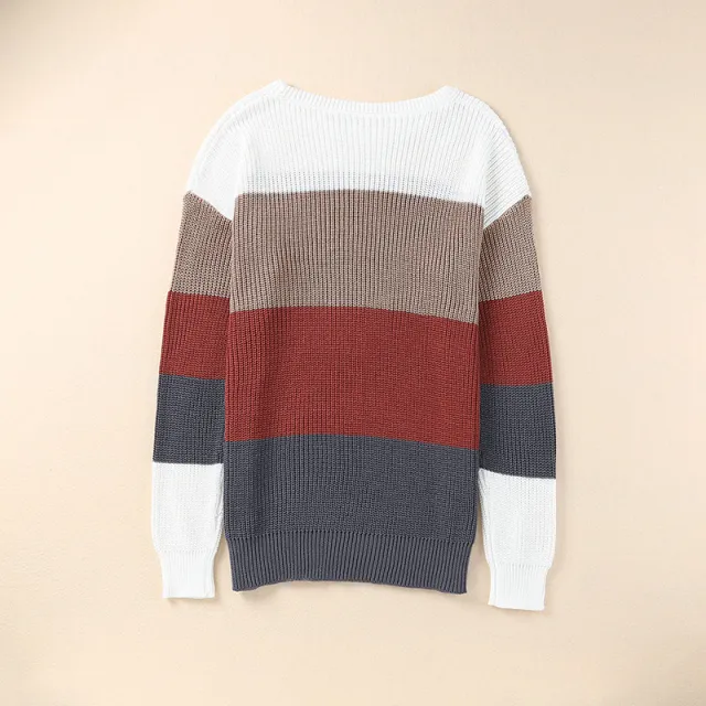 Long Sleeve Contrast Color Basic Style Casual Top Red - Shop at LoveMi