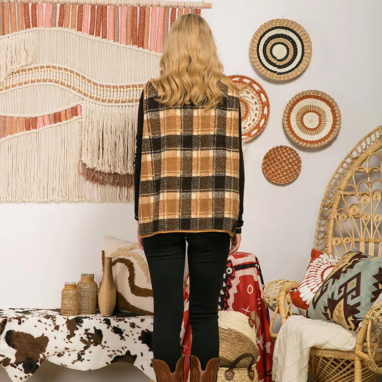 Long-sleeved Plaid Top Loose Casual Shirt Plush - Lattice
