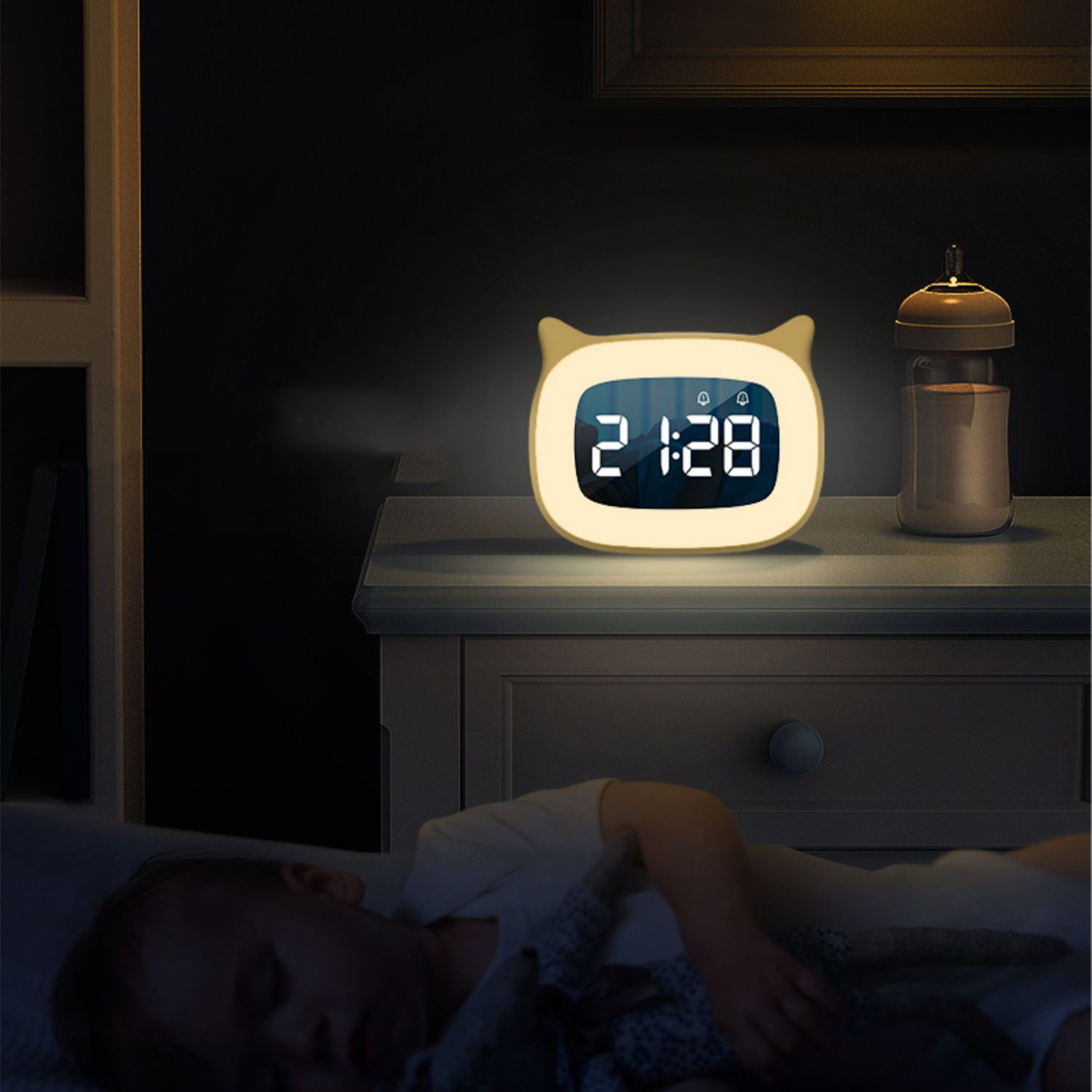 Title 2, Large Volume Double Alarm Clock Bedside Ambienc...