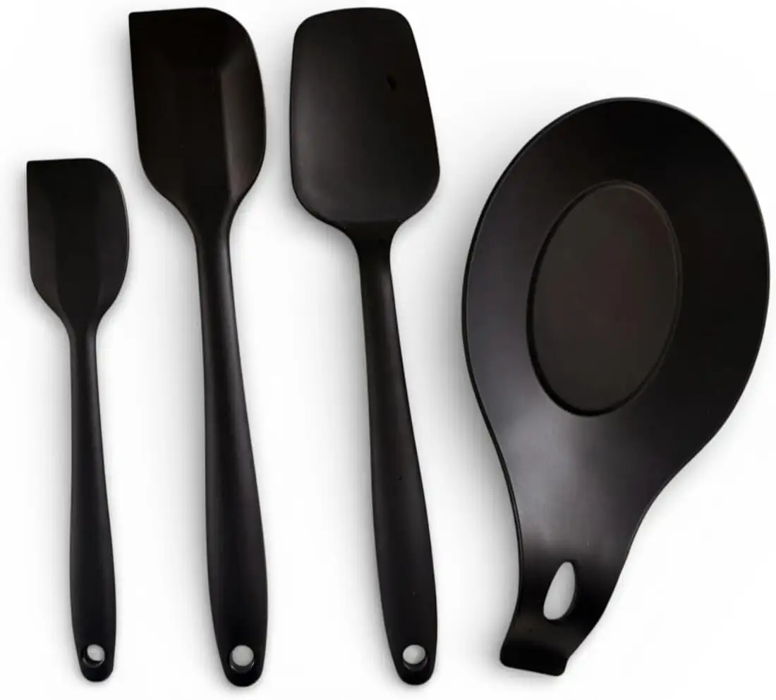 Silicone Spatula Set With Spoon Rest, 4-Piece