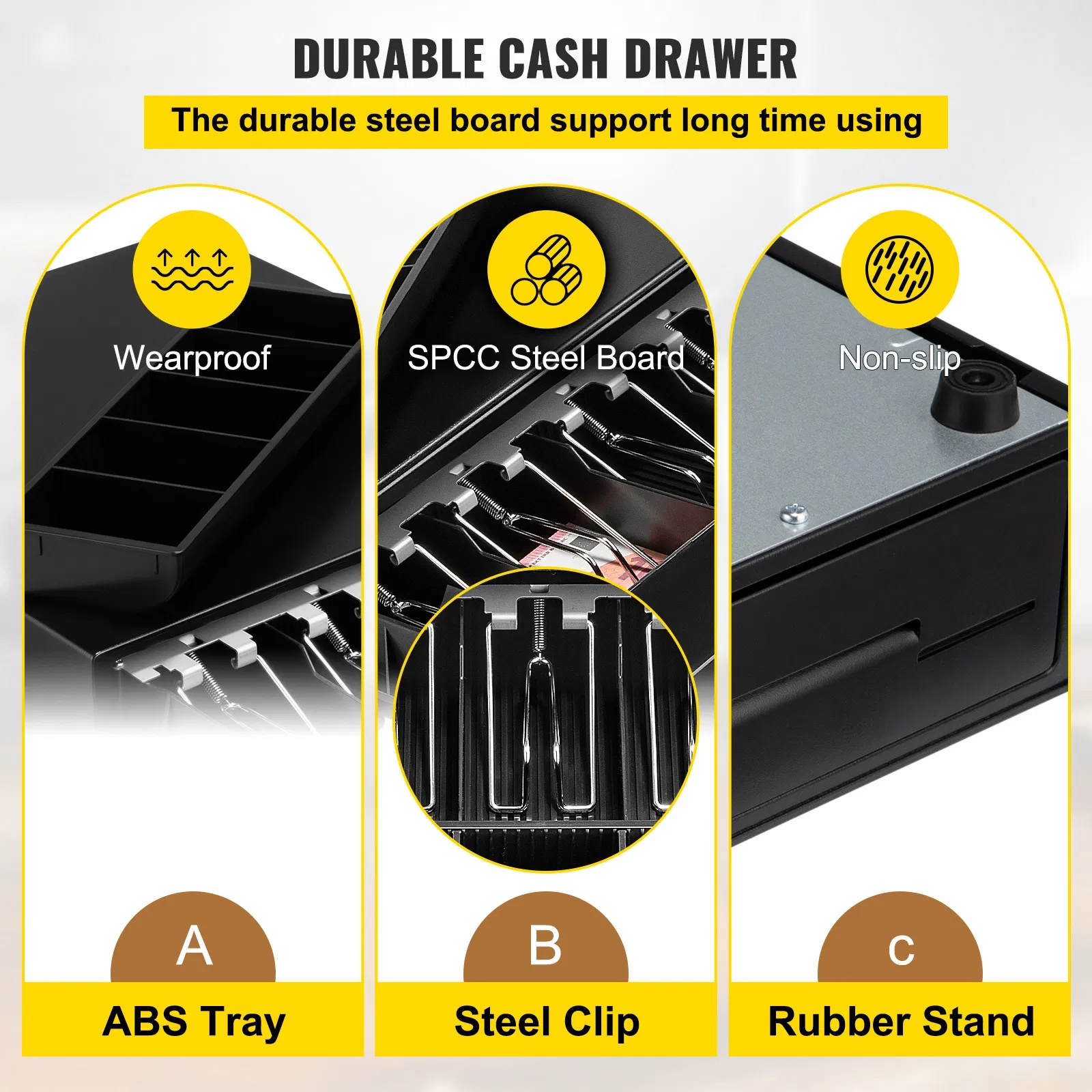 Cash Register Drawer, 13 12 V, For POS System With 4 Bill 5 Coin Cash Tray, Removable Coin Compartment 2… image 6