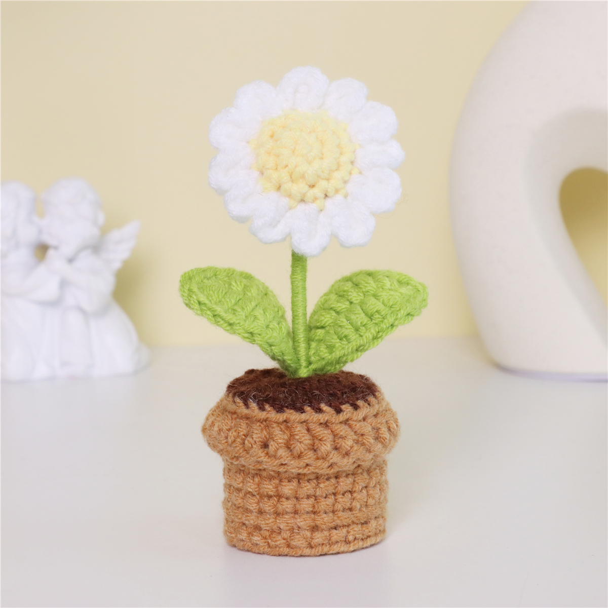 Handmade Crochet Multicolor Sunflower Flower Pot For Friendship Gift view