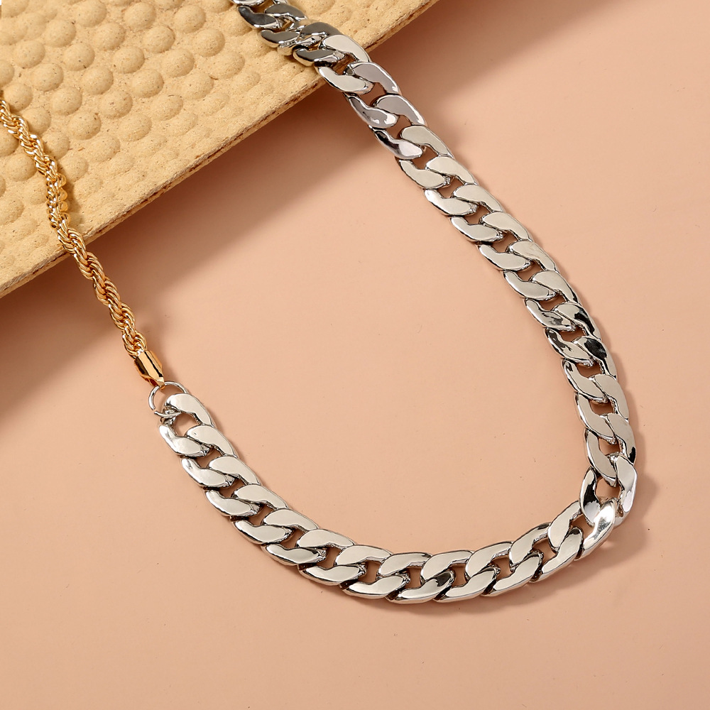 Hip-hop Street Thick Chain Stitching Cuban Chain OT Buckle Necklace
