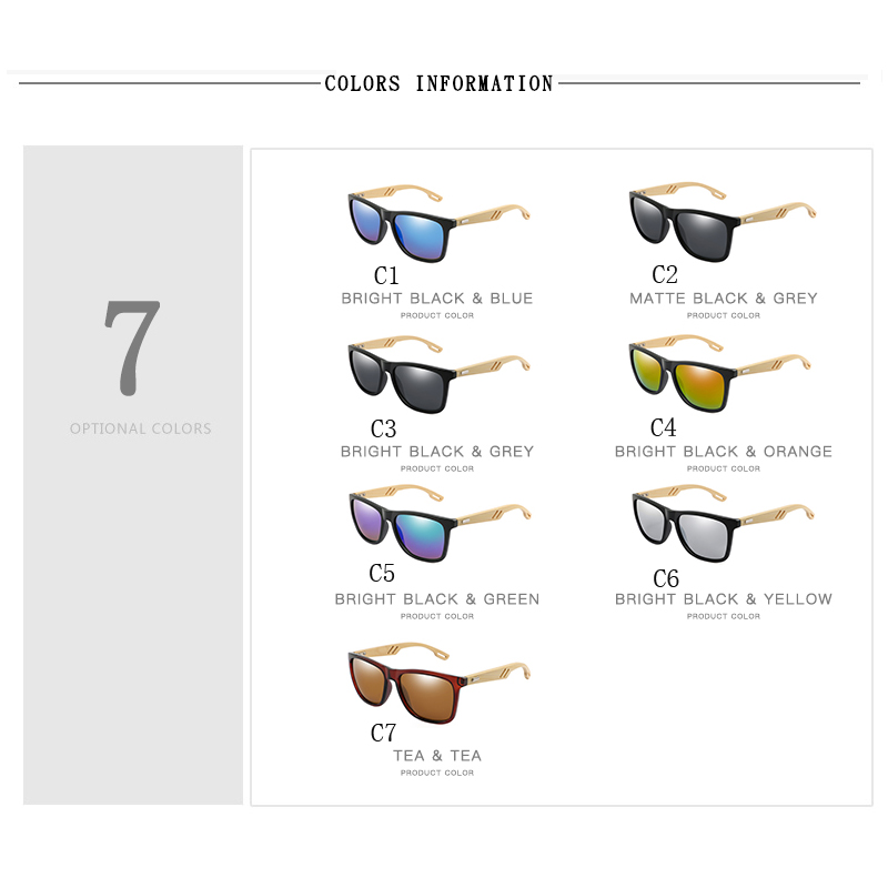 Title 3, Colorful Wood Sunglasses Men Women Square Bambo...