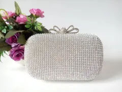 Ladies Diamond Chain Banquet Clutch Evening Rhinestone Bag - Silver - View 1