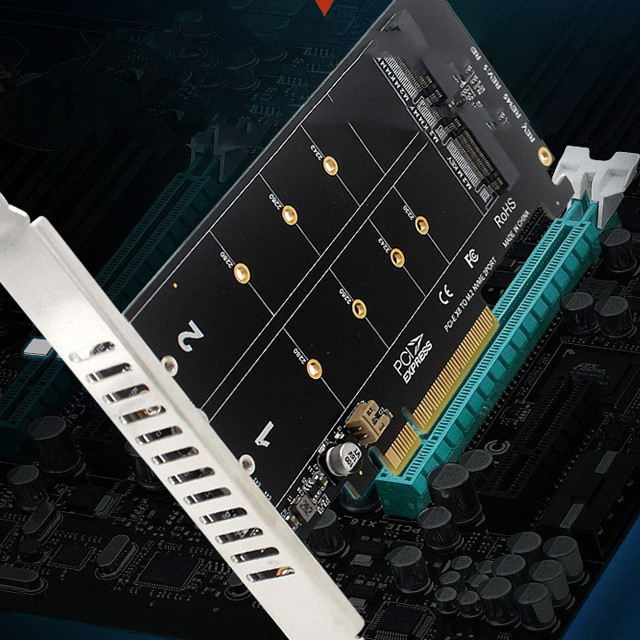 Pciex8 Dual Disk Nvme M.2 Mkey SSD RAID Array Expansion Adapter Motherboard PCIe Split Card - Image 4