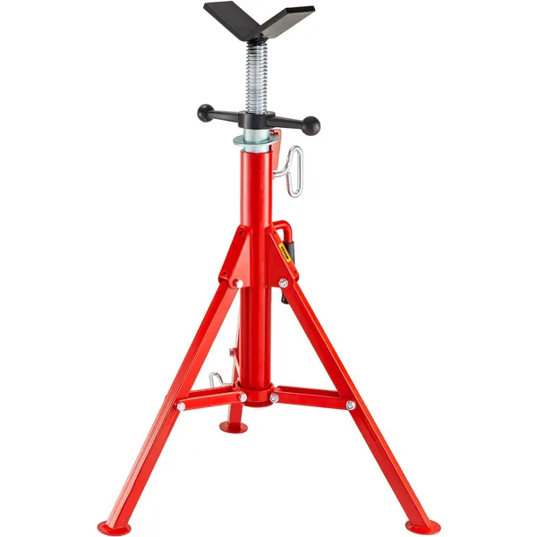 V Head Pipe Stand Adjustable Height 28-52 Inch, Pipe Jack Stands 2500 LB. Capacity,Folding Portable Pipe Stands To 12 Inch Pipe Supporting,Steel Jack Stands
