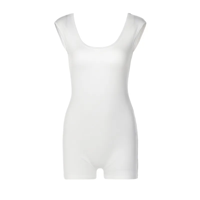 European And American Women's Solid Color Sports And Leisure Bodysuit - White
