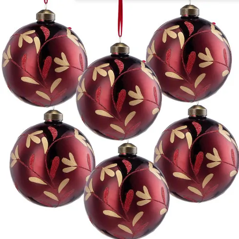D3.9 Christmas Ball Ornaments, Glass Decorative Hanging Ball Christmas Tree Ornaments For Holiday Party Decorations, Set Of 6 Red - Shop at LoveMi