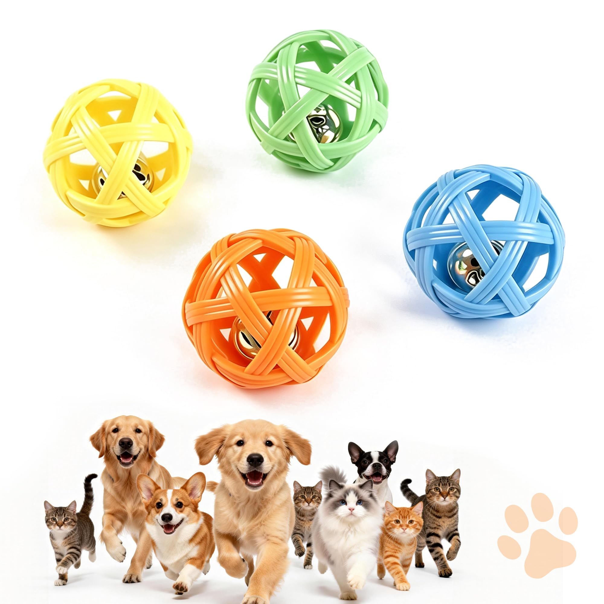 Pelotas de goma con cascabel para perros pequeños