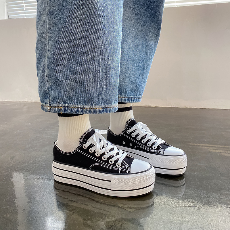 Thick Soled Women's Shoes Casual White  For Korean Students