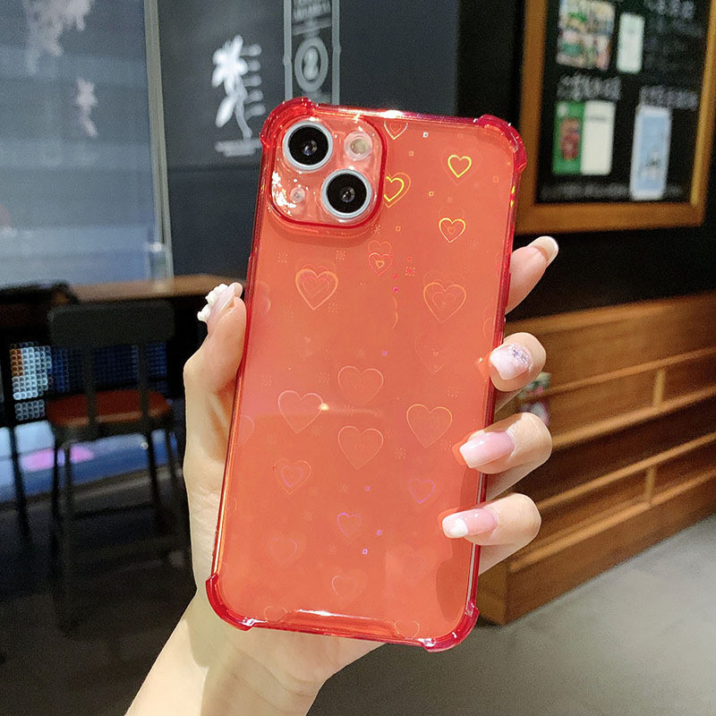 Coque de téléphone en silicone avec amour multicolore laser – orange – iPhone 7/8/SE2