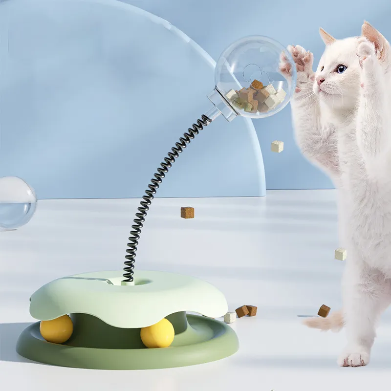 Cat Leakage Food 2 In 1 Toys Turntable Ball Toys Kitten Funny Cat Training Spring Ball Cat Supplies Pet Products – image 2
