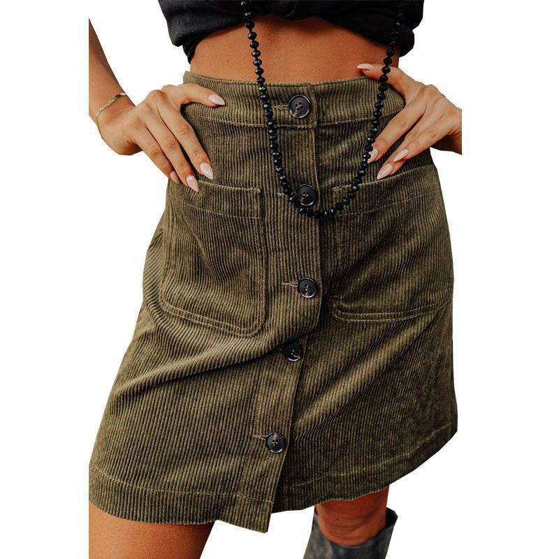 Title 7, Womens High Waist Versatile Corduroy Skirt. Co...