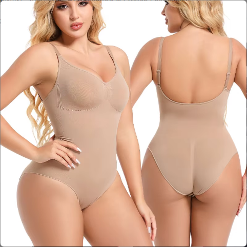 SEAMLESS One Piece Bodyshaper Ladies Shapewear Swimsuit Solid Color Stretch Full Bust Nylon Spandex Bodyshaper For Woman Khaki - Shop at LoveMi