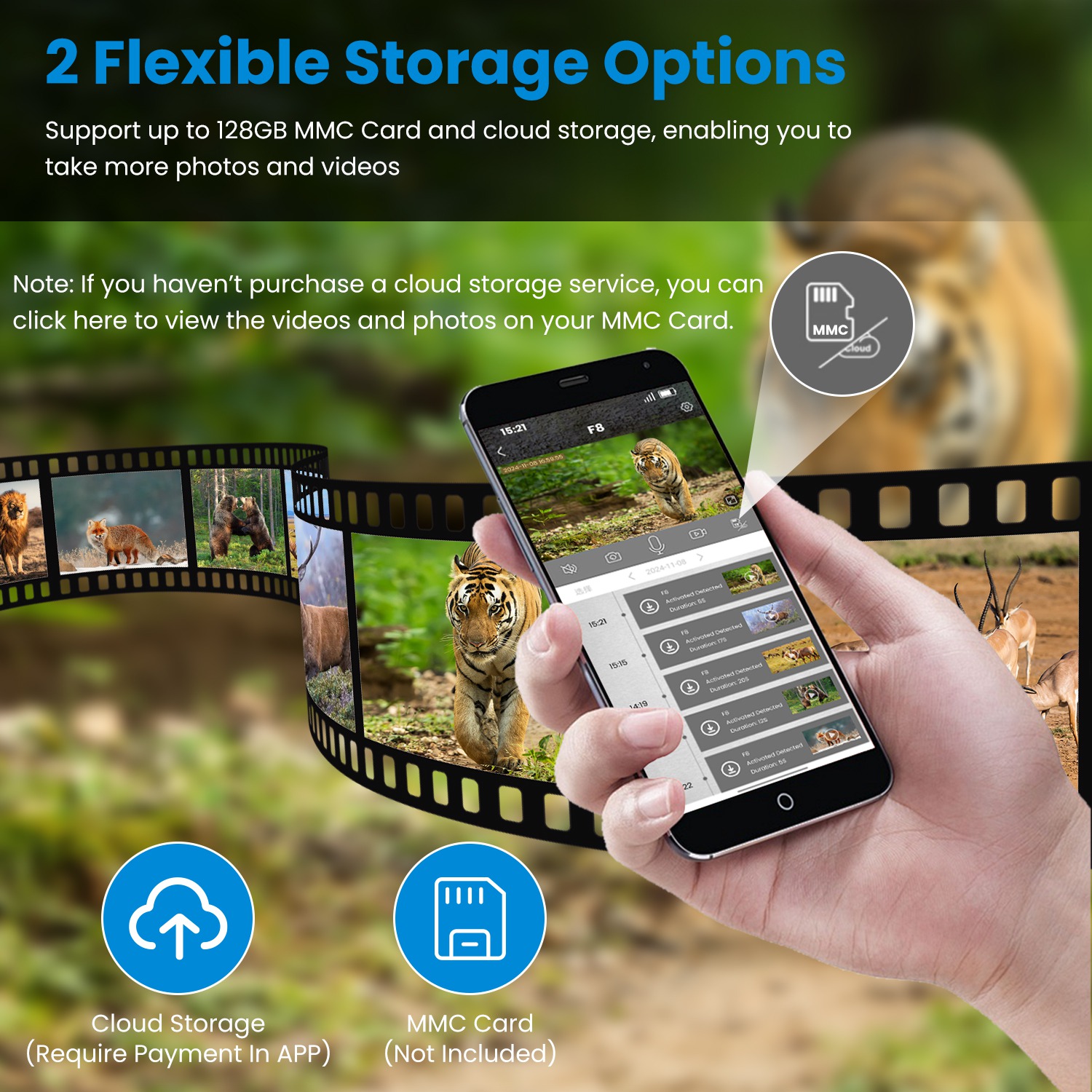 1Pc 4G 4K 30FPS Solar Trail Camera Outdoor Wildlife Camera Motion Activated IP66 Waterproof With 140 Degree Viewing Angle No Glow Night Vision SIM Card APP Control No WiFi Needed