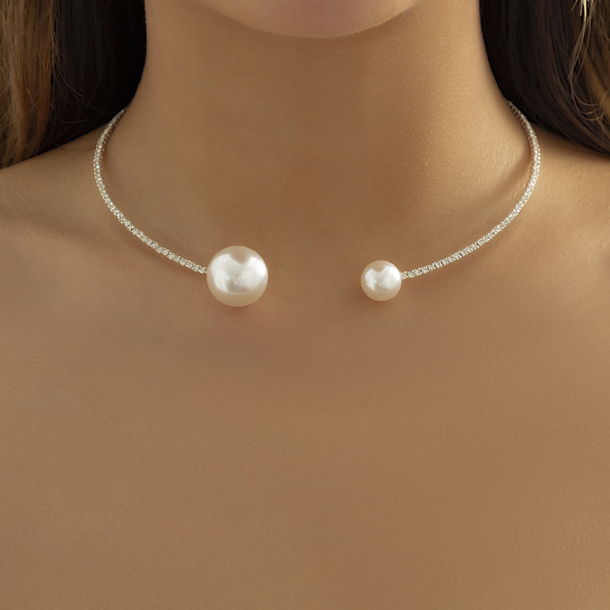 Title 4, Personality Pearl Open Geometry Neckband Necklace