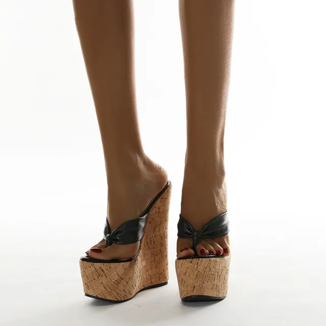 Women's 16 Cm High Heel Flip Flops Sandals And Slippers Black - Shop at LoveMi
