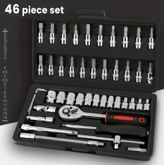 46Pcs Metric Socket 1 4  HSS Drive Ratchet Bit Set Wrench Torx Hex Tool Kit Case
