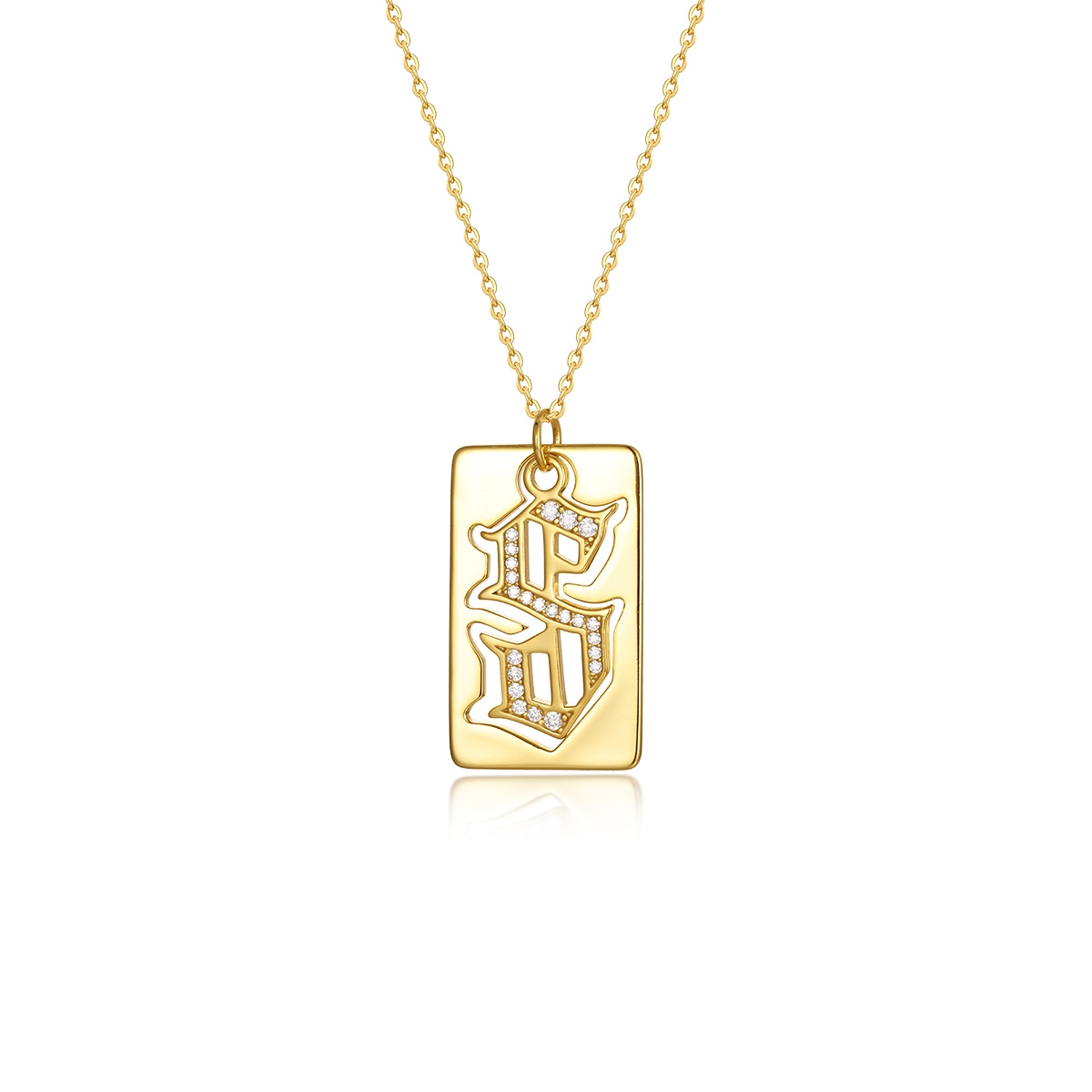 S925 Silver Gold Plated Hollow Letter Tag Moissanite Necklace 45cm D Color VVS1 GRA Certified Gift Box