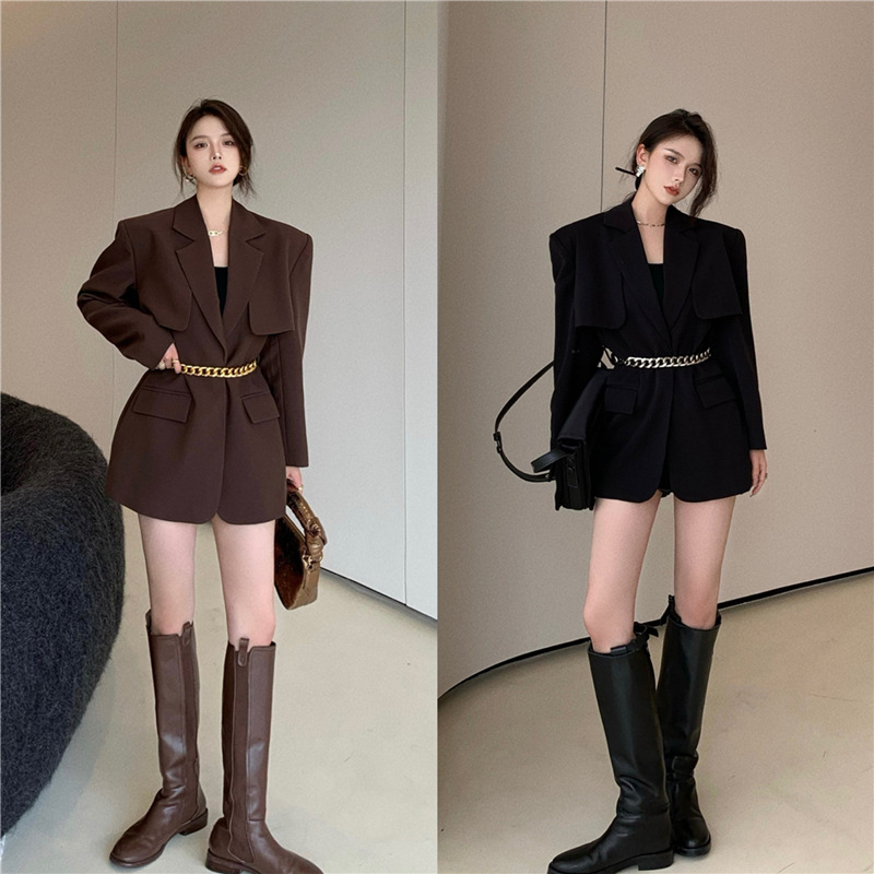 Suit Mid-length Loose Waist Retro Blouse