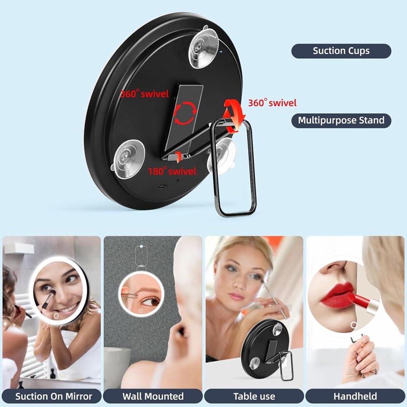 30X Magnifying Mirror With Lights, Large 6'' Makeup Magnifying Mirror, 3Lighted