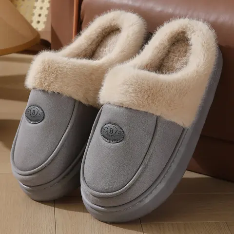 Winter Plush Slippers for Men Casual All-match Warm Suede